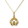 9ct Gold Claddagh Pendant Necklace 16 - 20 Inches