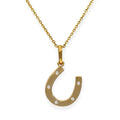 9ct Gold & Clear CZ Crystal Horseshoe Pendant Necklace