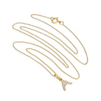 9ct Gold & Clear CZ Crystal Hanging Script Alphabet Letter A Pendant on 16 - 20 Inches Chain