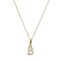 9ct Gold & Clear CZ Crystal Hanging Script Alphabet Letter B Pendant on 16 - 20 Inches Chain
