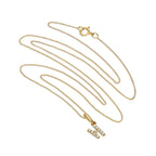 9ct Gold & Clear CZ Crystal Hanging Script Alphabet Letter H Pendant on 16 - 20 Inches Chain