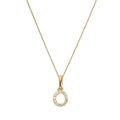 9ct Gold & Clear CZ Crystal Hanging Script Alphabet Letter O Pendant on 16 - 20 Inches Chain
