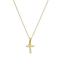 9ct Gold & Clear CZ Crystal Hanging Script Alphabet Letter T Pendant on 16 - 20 Inches Chain