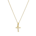 9ct Gold & Clear CZ Crystal Hanging Script Alphabet Letter T Pendant on 16 - 20 Inches Chain