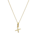 9ct Gold & Clear CZ Crystal Hanging Script Alphabet Letter X Pendant on 16 - 20 Inches Chain
