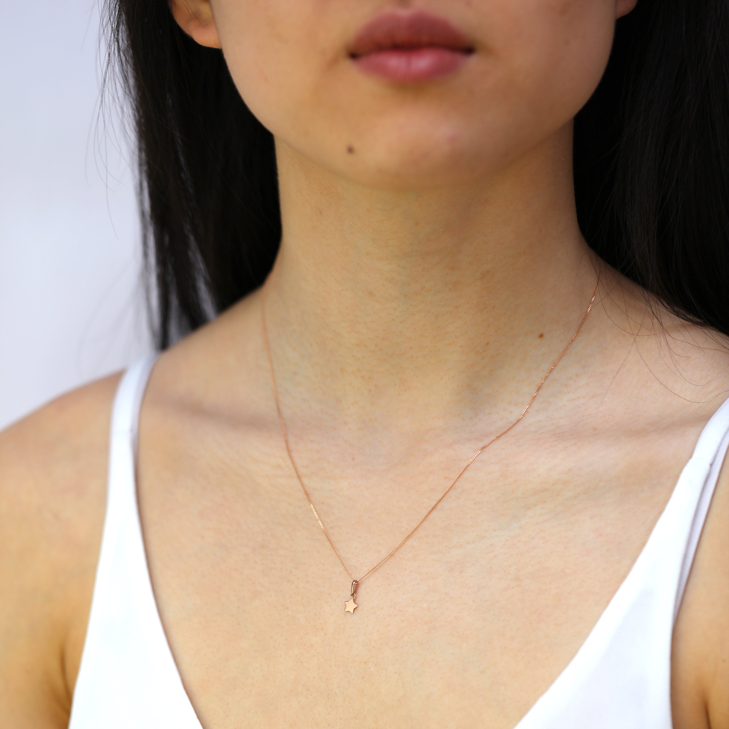 9ct Rose Gold Star Pendant Necklace