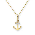 9ct Gold & Clear CZ Crystal Anchor Pendant Necklace