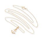 9ct Gold & Clear CZ Crystal Anchor Pendant Necklace