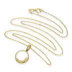 9ct Gold & Clear CZ Crystal Cut Out Circle Pendant Necklace