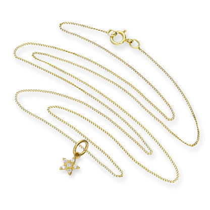 9ct Gold & Clear CZ Crystal Star Pendant Necklace