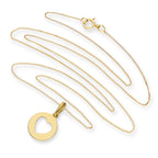 9ct Gold Round Pendant w Cut Out Heart on Chain