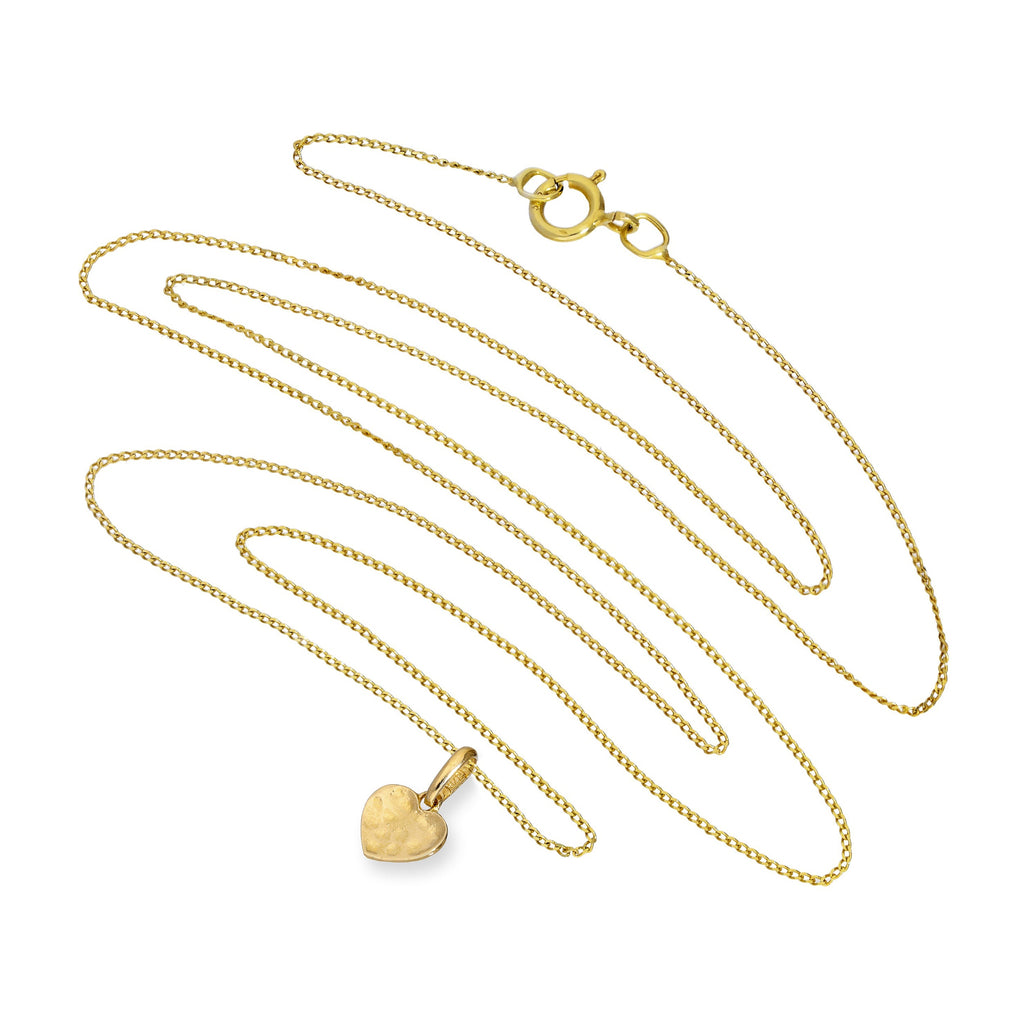 9ct Gold Hammered Finish Heart Pendant Necklace