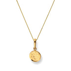 9ct Gold Hammered Finish Round Pendant Necklace