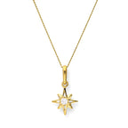 9ct Gold & Clear CZ Crystal Shining Star Pendant Necklace