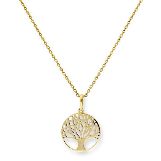 9 Karat Gold Baum des Lebens Anhänger Halskette