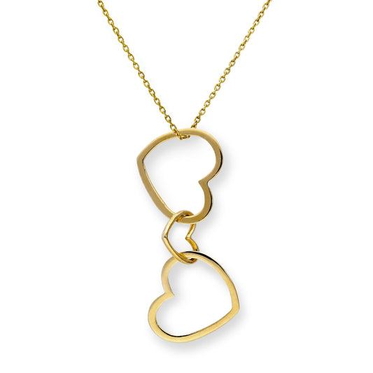 9ct Gold Triple Interlocking Hearts Pendant Necklace