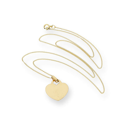 9 Karat Gold Gravierbar Herz Anhänger Halskette 40,5 - 45,5cm
