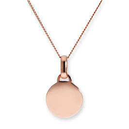 9ct Rose Gold Engravable Round Pendant Necklace 16 - 18 Inches