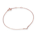 9ct Rose Gold & Clear CZ Crystal 7 Inch Letter V Bracelet
