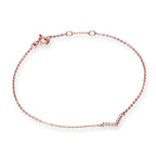 9ct Rose Gold & Clear CZ Crystal 7 Inch Letter V Bracelet