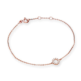 9ct Rose Gold & Clear CZ Crystal 7 Inch Karma Circle Bracelet