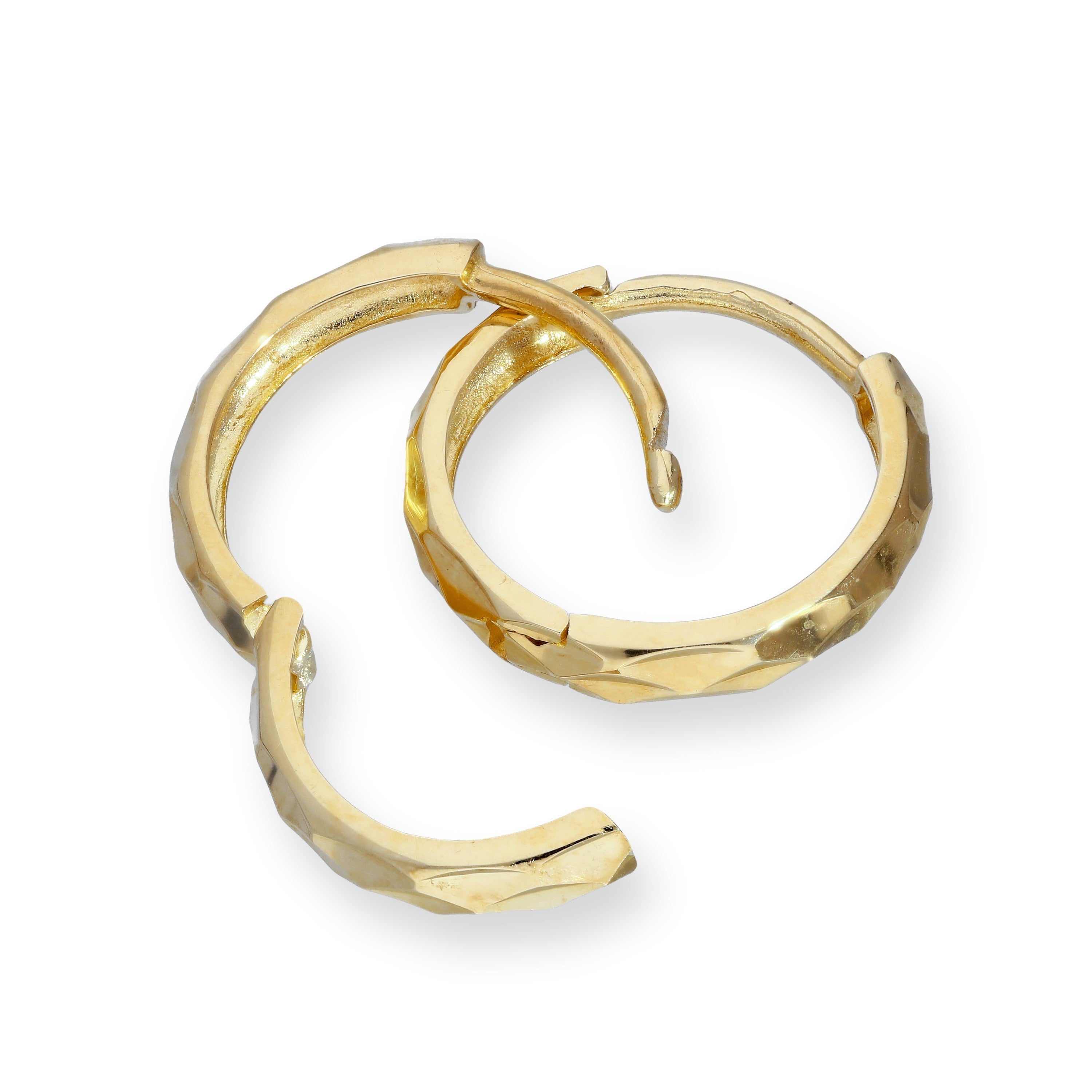 9ct Gold Faceted Huggie Hoops Earrings
