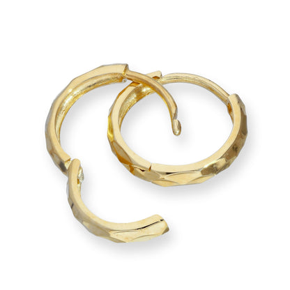 9ct Gold Faceted Huggie Hoops Earrings