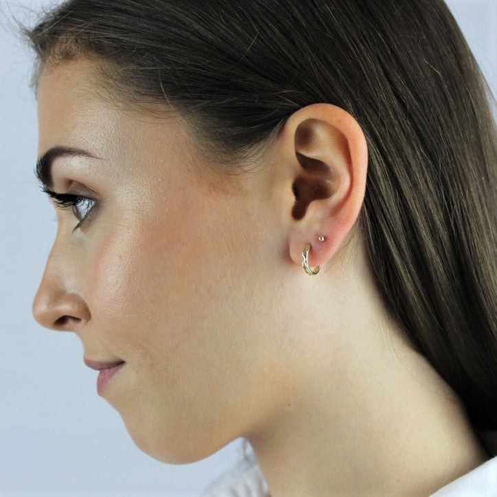9ct Gold Faceted Huggie Hoops Earrings