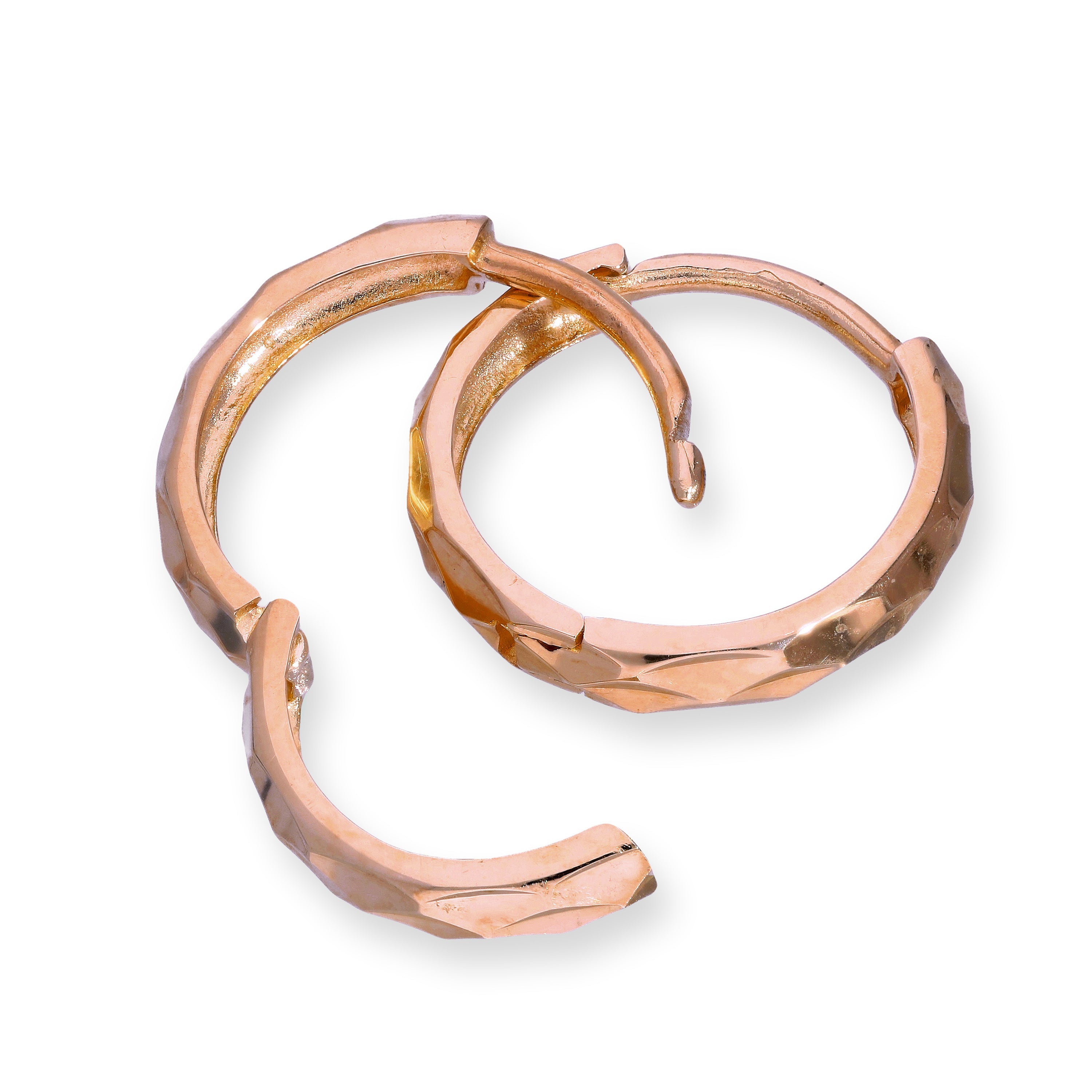 9ct Rose Gold Faceted Huggie Hoops Earrings