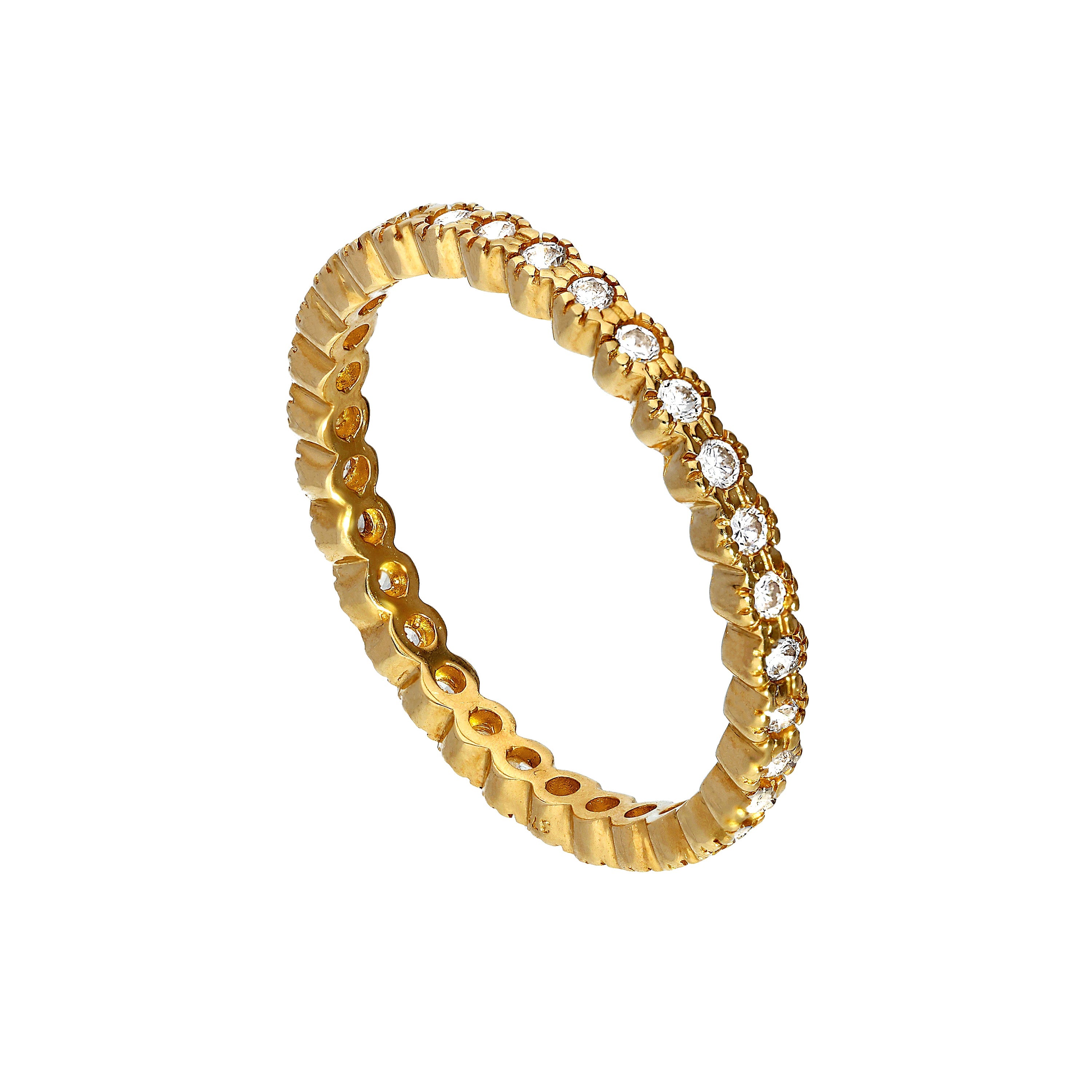 9ct Gold & Clear CZ Crystal Full Eternity Stacking Ring Size I-U