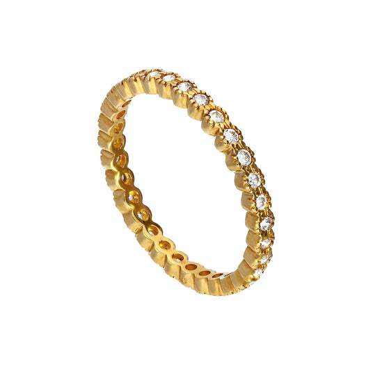9ct Gold & Clear CZ Crystal Full Eternity Stacking Ring Size I-U