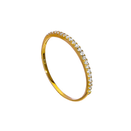 9ct Gold & Clear CZ Crystal Half Eternity Stacking Ring Size I-U