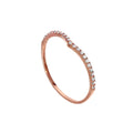 9ct Rose Gold & Clear CZ Crystal Wishbone Half Eternity Stacking Ring Size I-U