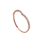 9ct Rose Gold & Clear CZ Crystal Wishbone Half Eternity Stacking Ring Size I-U