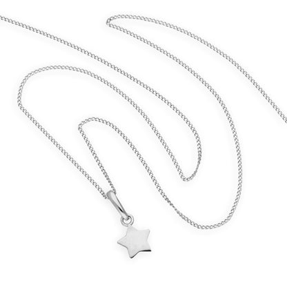 9ct White Gold Star Pendant Necklace 16 - 20 Inches