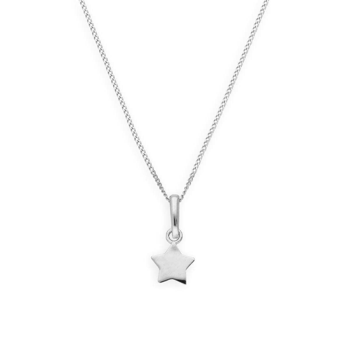 9ct White Gold Star Pendant Necklace 16 - 20 Inches