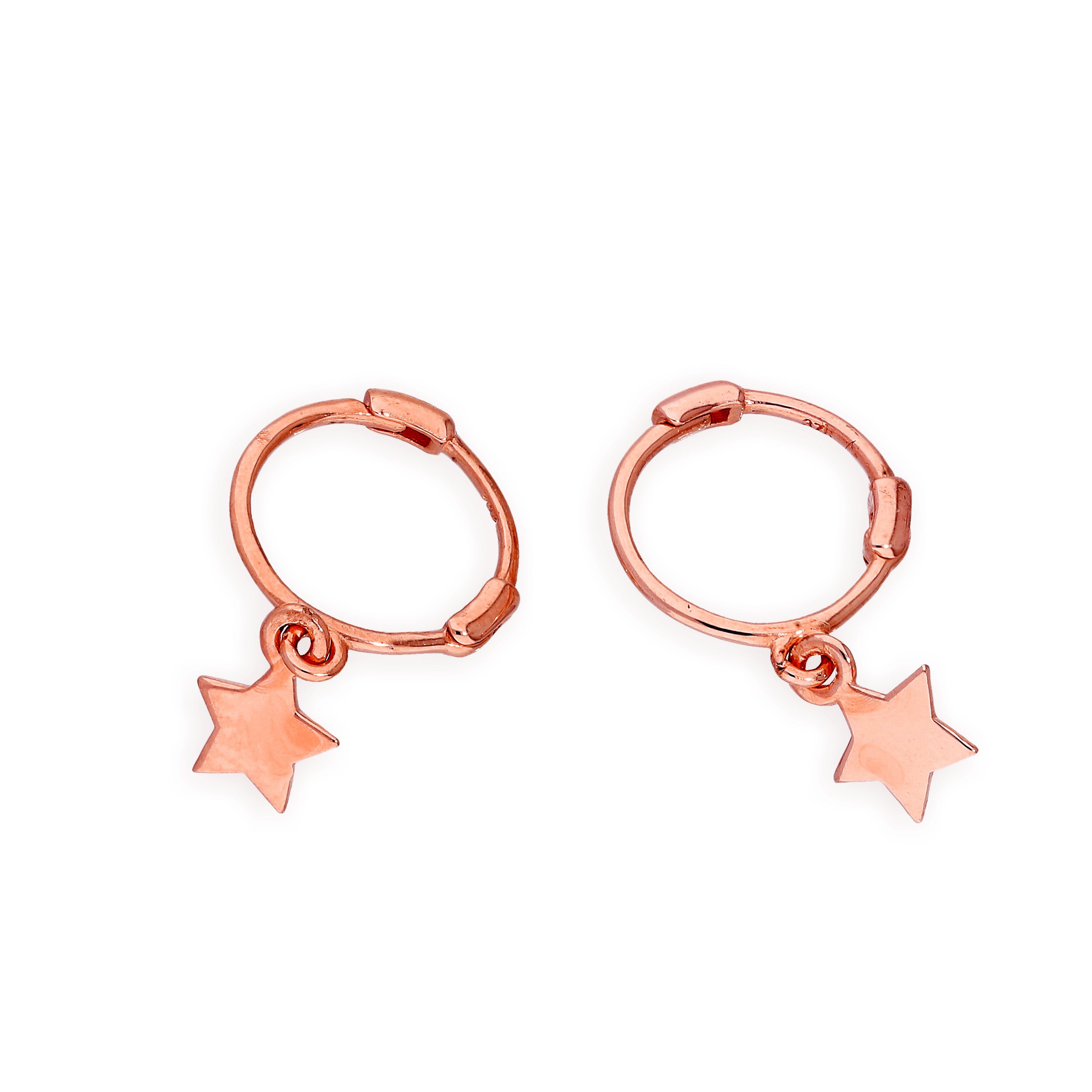 9ct Rose Gold Star Hoop Earrings