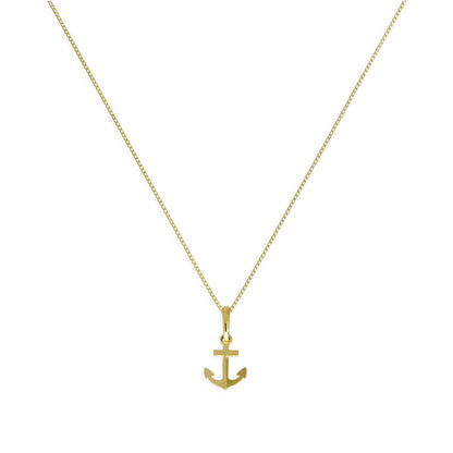 9ct Gold Anchor Pendant Necklace 16 - 20 Inches
