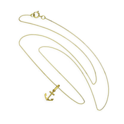 9ct Gold Anchor Pendant Necklace 16 - 20 Inches