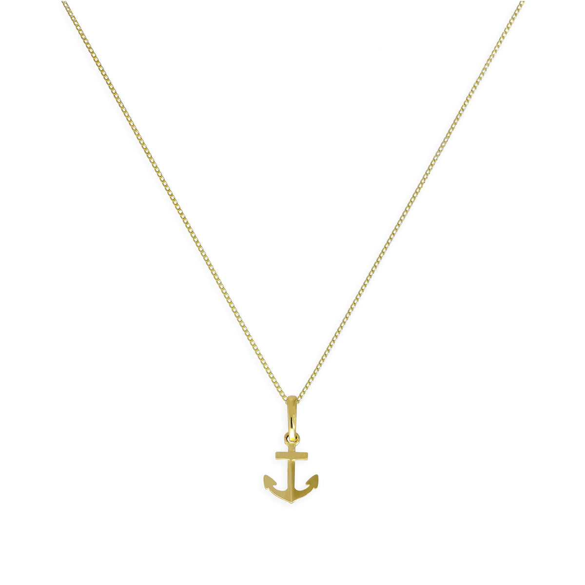 9ct Gold Anchor Pendant Necklace 16 - 20 Inches