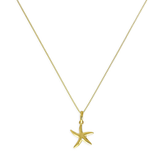 9ct Gold Starfish Pendant Necklace 16 - 20 Inches
