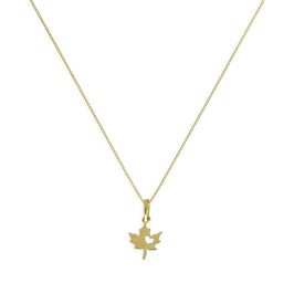 9ct Gold Leaf w Cut Out Heart Pendant Necklace 16 - 20 Inches