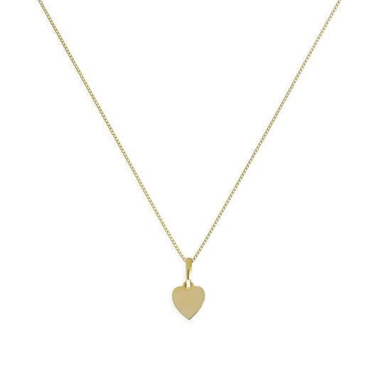 9ct Gold Small Engravable Heart Pendant Necklace 16 - 20 Inches