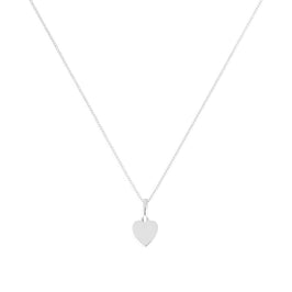 9ct White Gold Small Engravable Heart Pendant Necklace 16 - 20 Inches