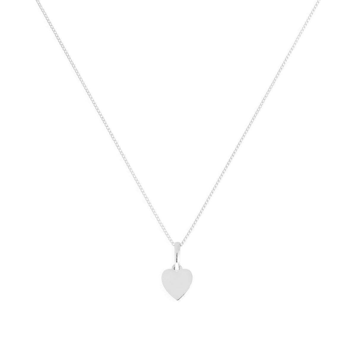 9ct White Gold Small Engravable Heart Pendant Necklace 16 - 20 Inches