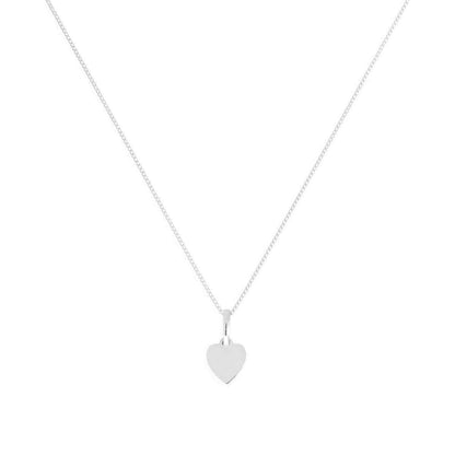 9ct White Gold Small Engravable Heart Pendant Necklace 16 - 20 Inches - jewellerybox