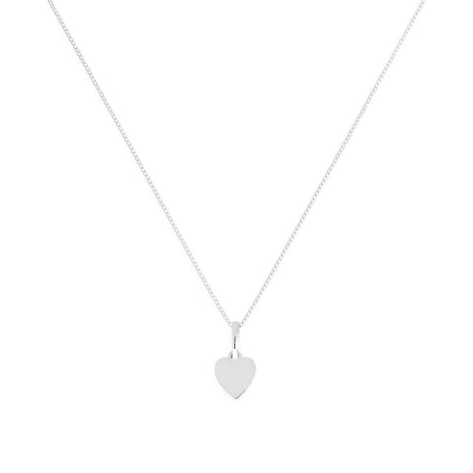 9ct White Gold Small Engravable Heart Pendant Necklace 16 - 20 Inches