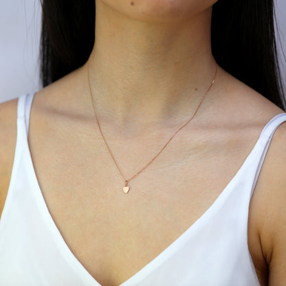 9ct Rose Gold Small Engravable Heart Pendant Necklace 16 - 18 Inches