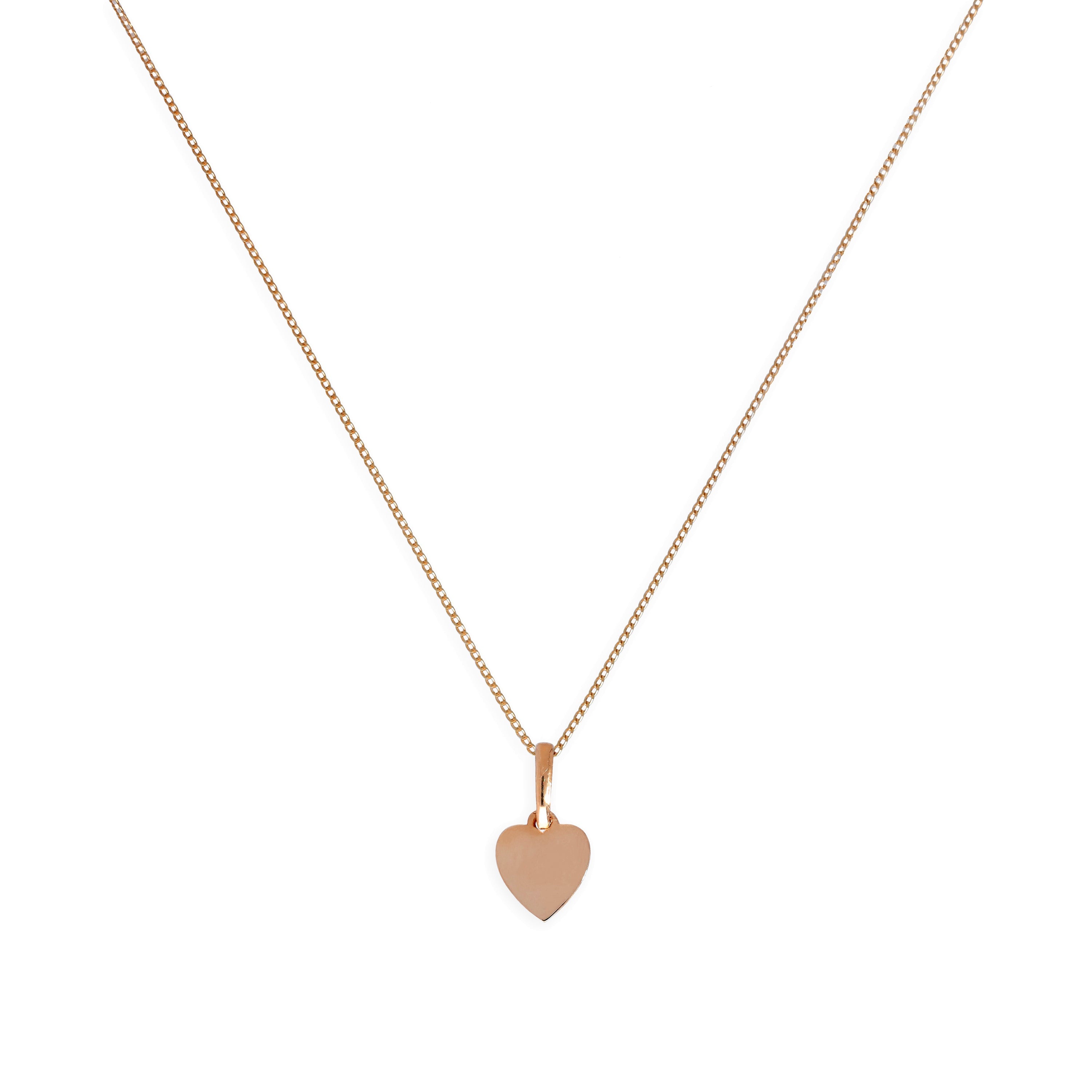 9ct Rose Gold Small Engravable Heart Pendant Necklace 16 - 18 Inches