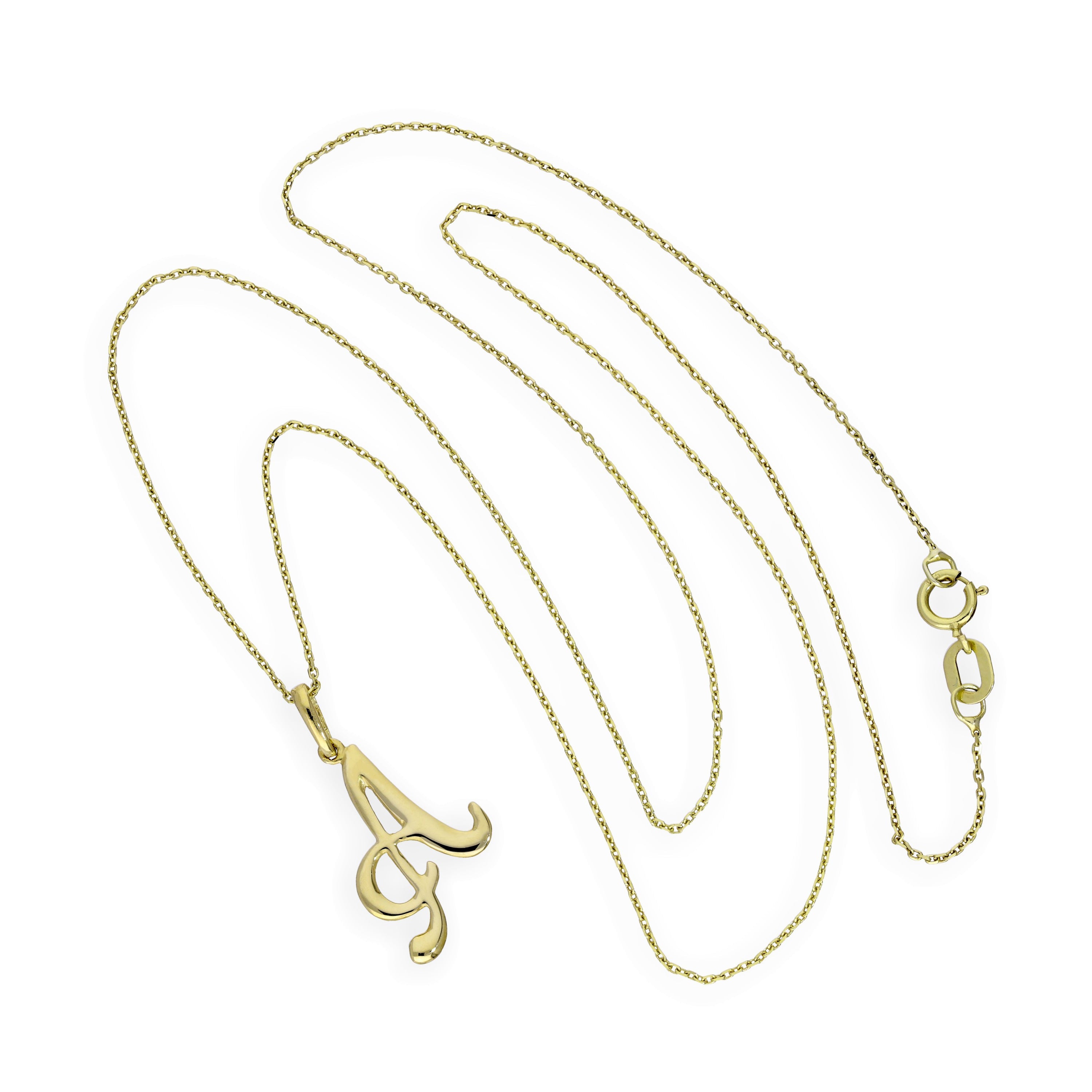9ct Gold Fancy Calligraphy Script Letter A Pendant Necklace 16 - 20 Inches